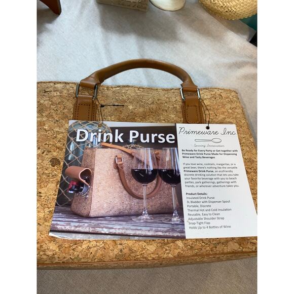 NWT Primeware Inc. Drink Purse Insulated 3L Bladder W/Spout Cork Wine Bag - Picture 6 of 9